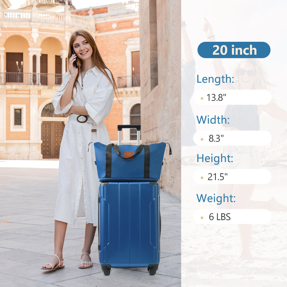 Blue Hardshell Travel Trio: Carry-on Suitcases with Wheels & TSA Lock