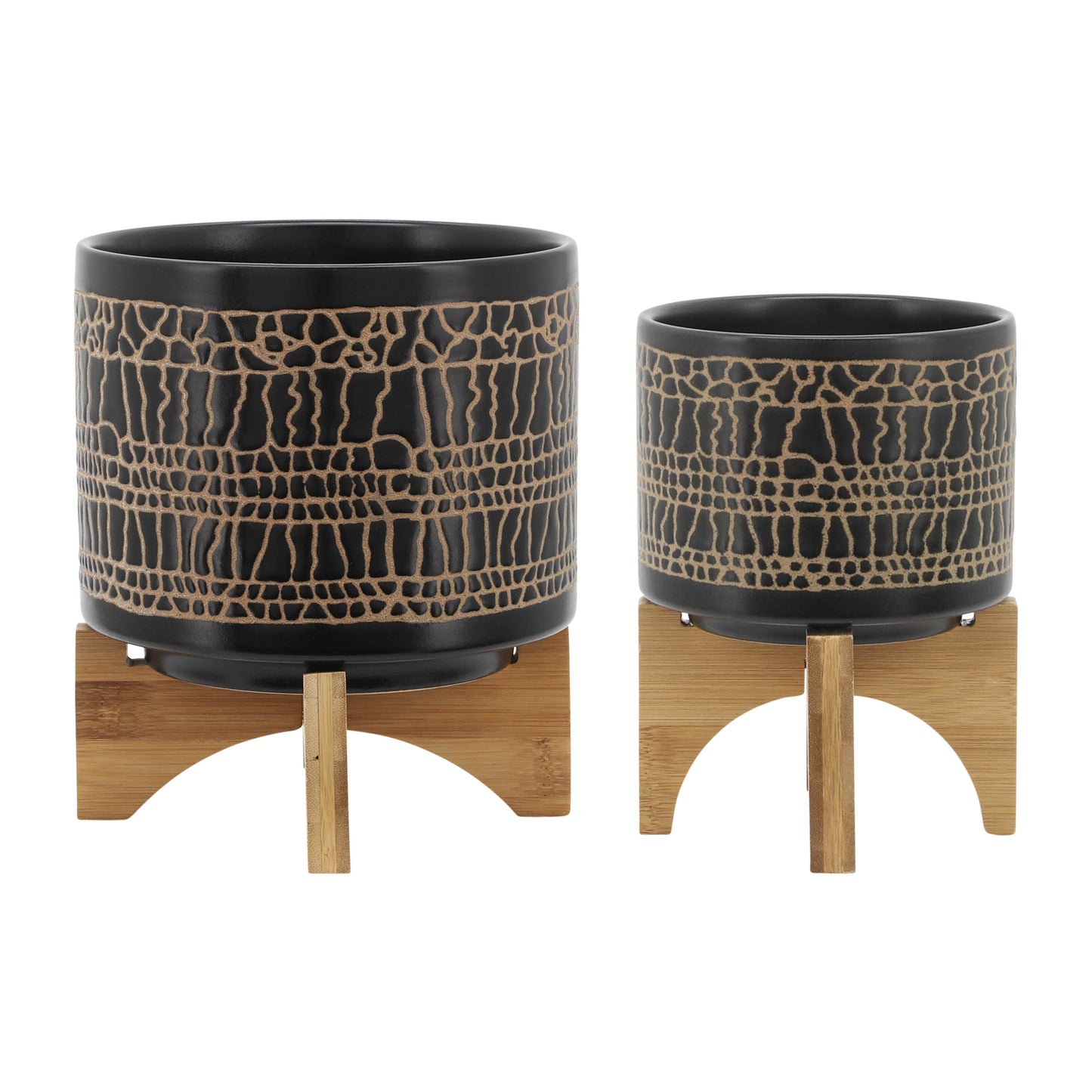 Stylish Black Planter with Stand