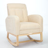 Cozy Rocking Chair with Wood Legs & Adjustable Footrest