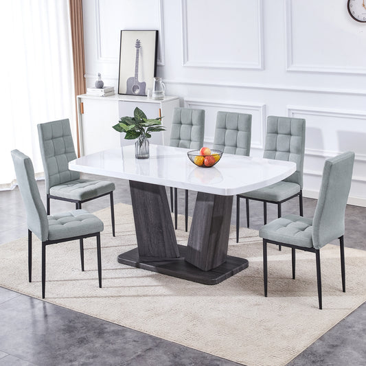 Chic Marble Dining Set for Six