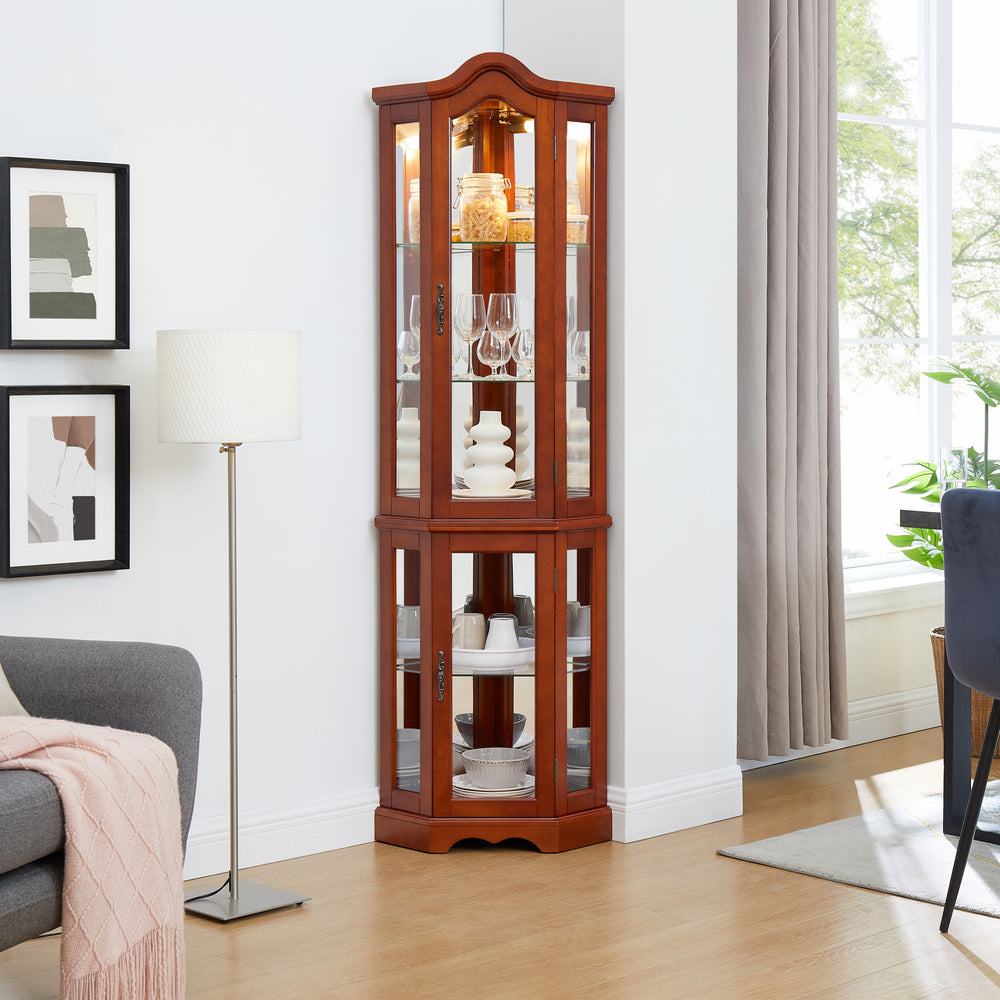 Chic Corner Curio Cabinet with Adjustable Shelves