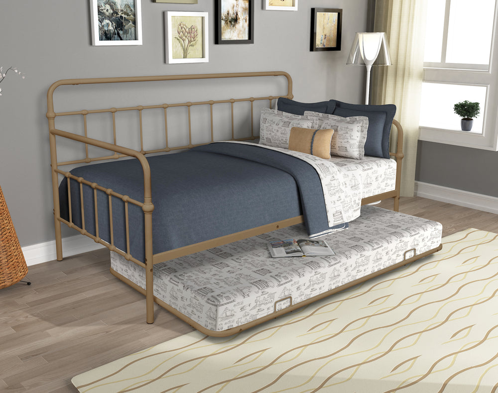 Chic Metal Daybed with Hidden Trundle