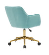 Chic Aqua Velvet Adjustable Office Chair with Gold Legs