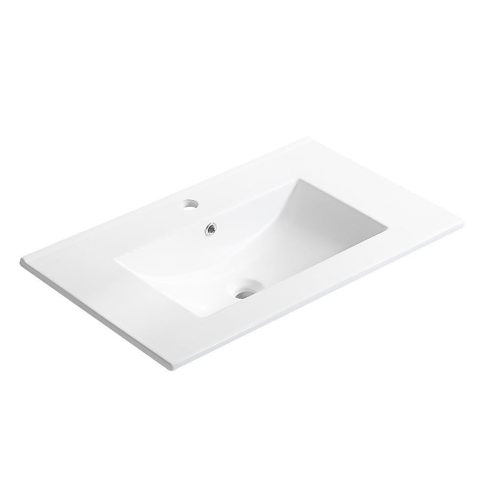 Sleek White Wall-Mounted Vanity with Sensor Light & Ample Storage