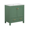 Chic Green Bathroom Vanity with Soft-Close Cabinet and Drawer