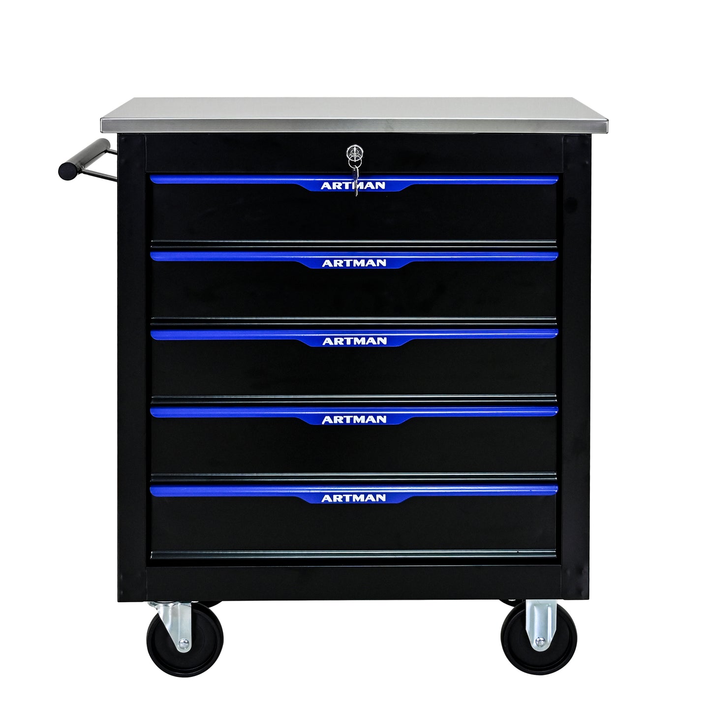 Rolling Tool Cart with 5 Drawers - Black & Blue