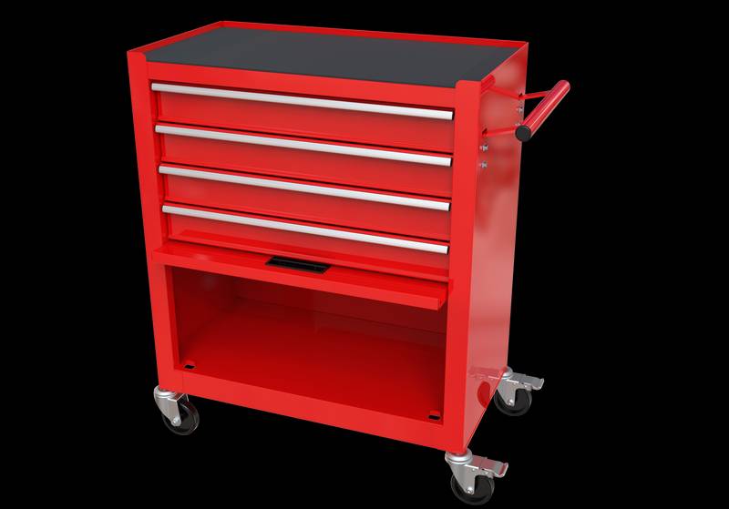 Red Tool Cabinet with Four Drawers and Sets