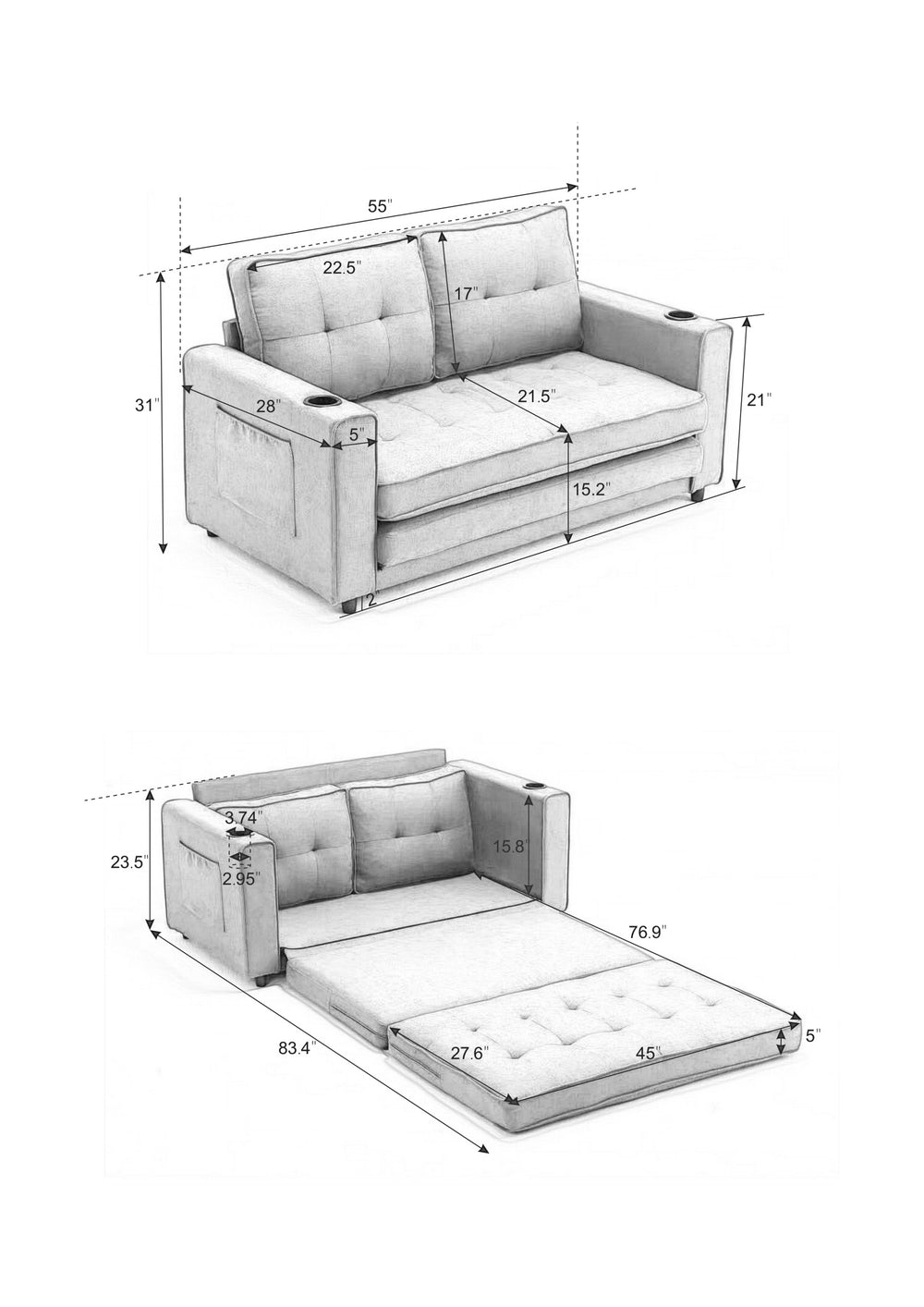 Cozy Convertible Futon Sofa Bed