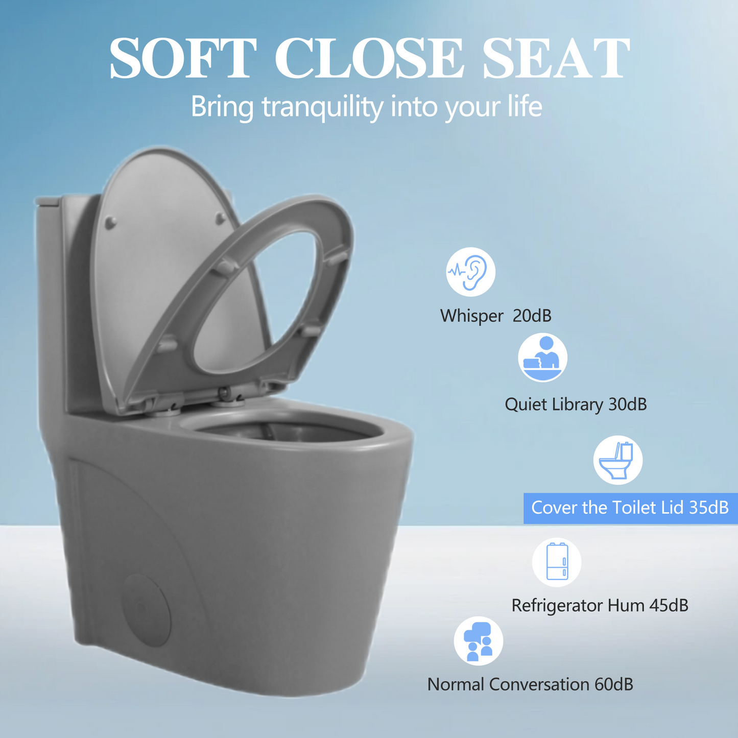 Eco-Friendly Comfort Height Toilet with Soft Close - Light Grey