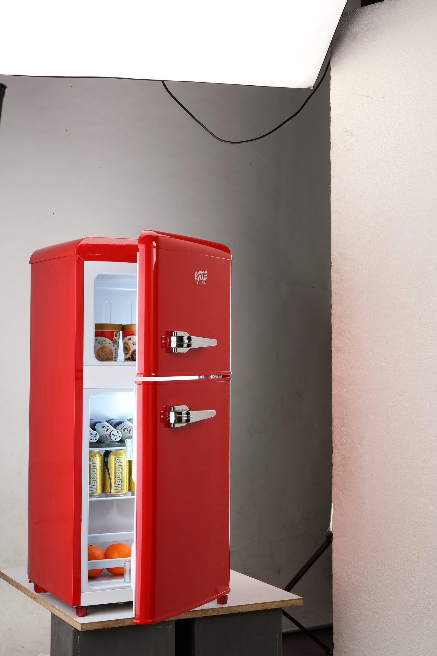 Chic Red Mini Fridge with Freezer – Perfect for Any Space!