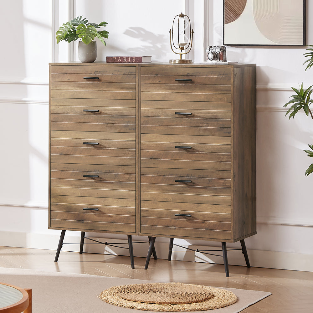 Rustic Walnut 5-Drawer Dresser