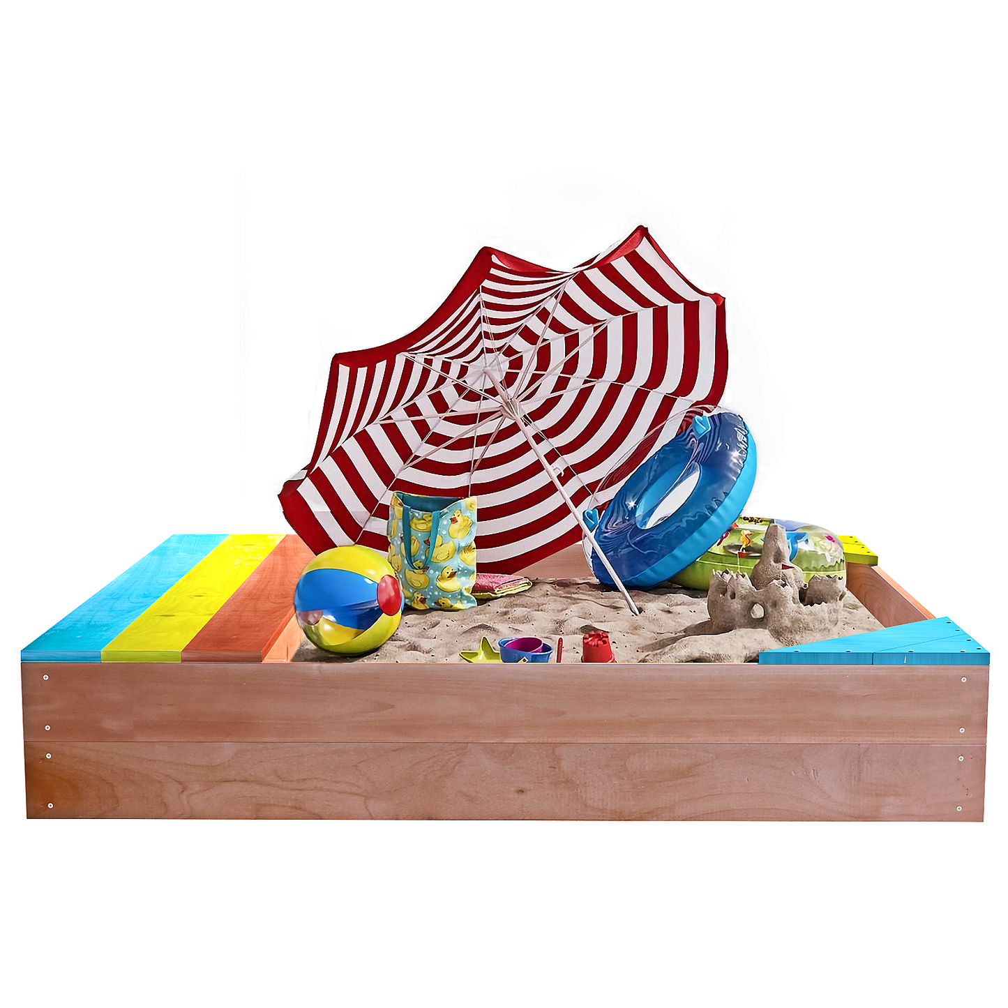 Sunny Days Wooden Sandbox for Kids