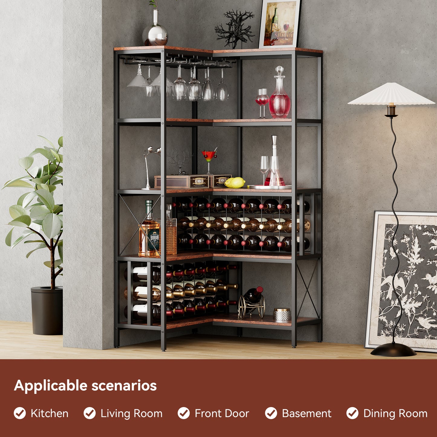 Chic Corner Wine Bar Cabinet