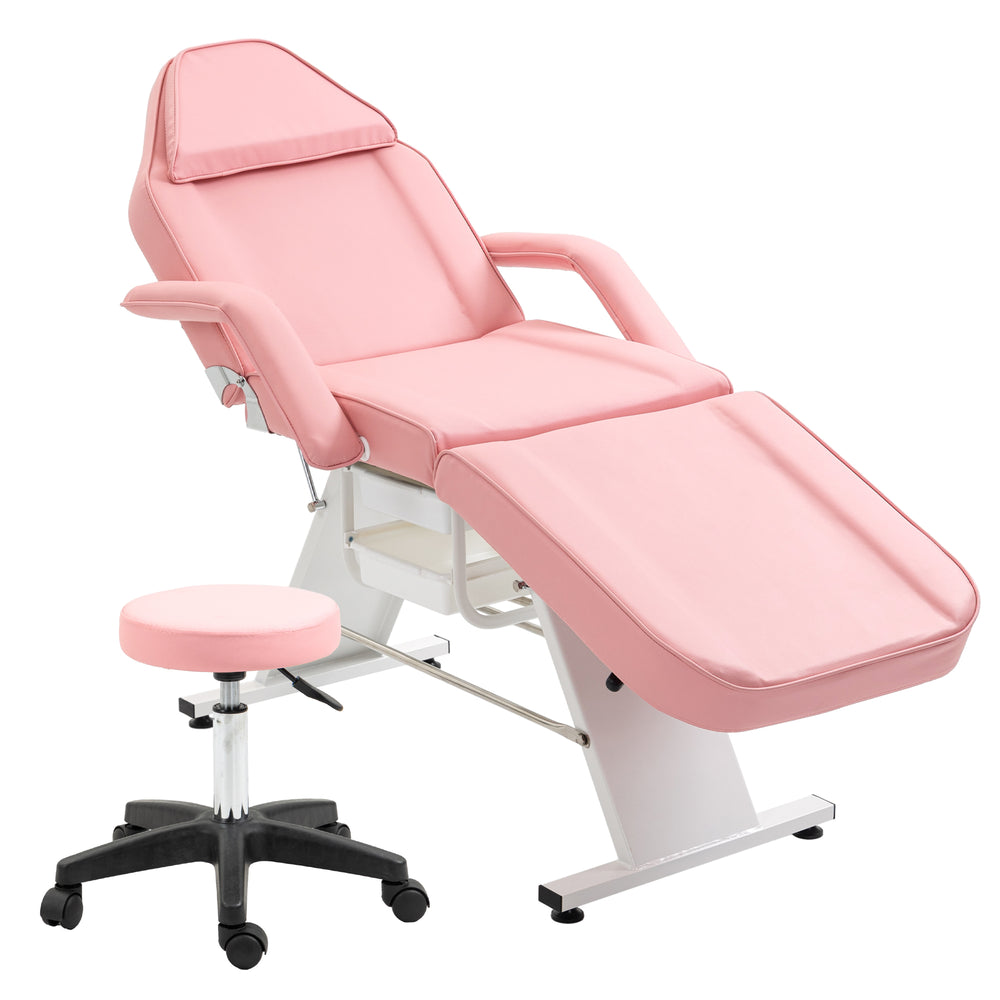 Pink Spa Massage Chair with Adjustable Bed & Trays