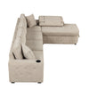 Cozy L-Shaped Sofa with Storage, Cup Holders, and USB Ports - Beige