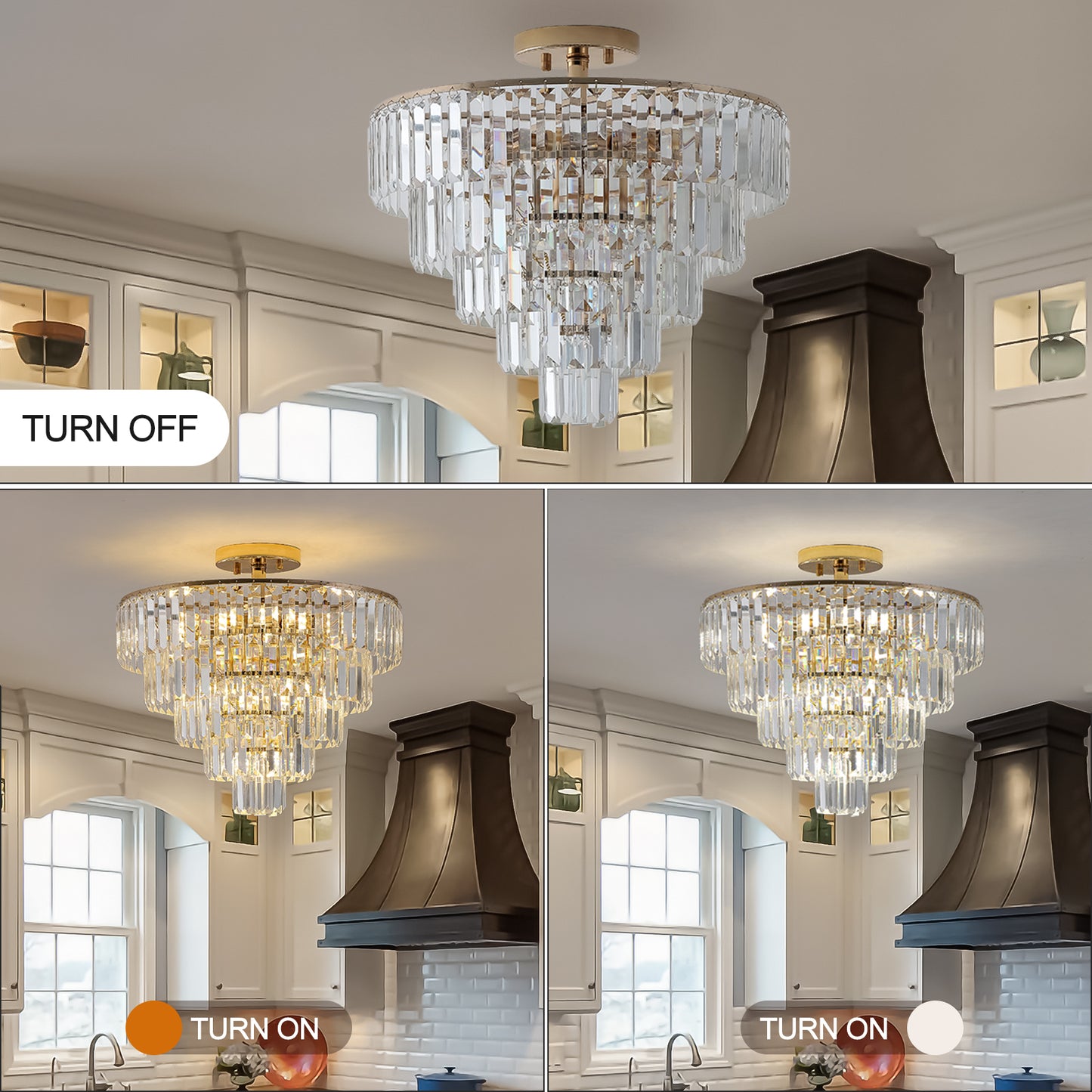 Glimmering Gold Crystal Chandelier