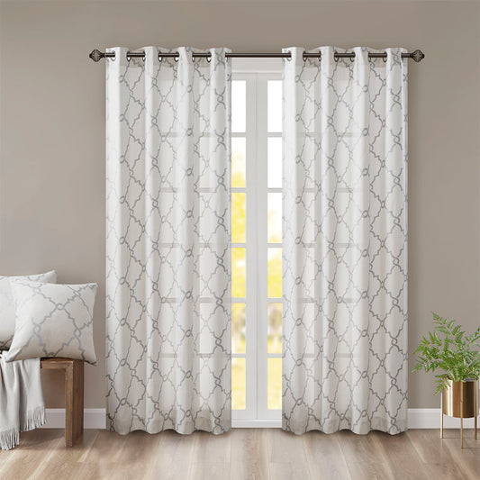 Fretwork Charm Grommet Curtain Panel