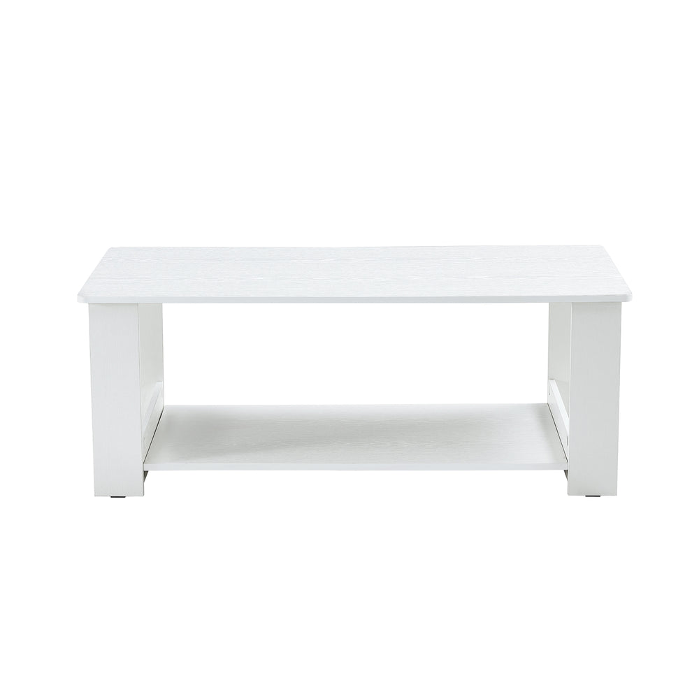 Chic Double-Layered White Coffee Table