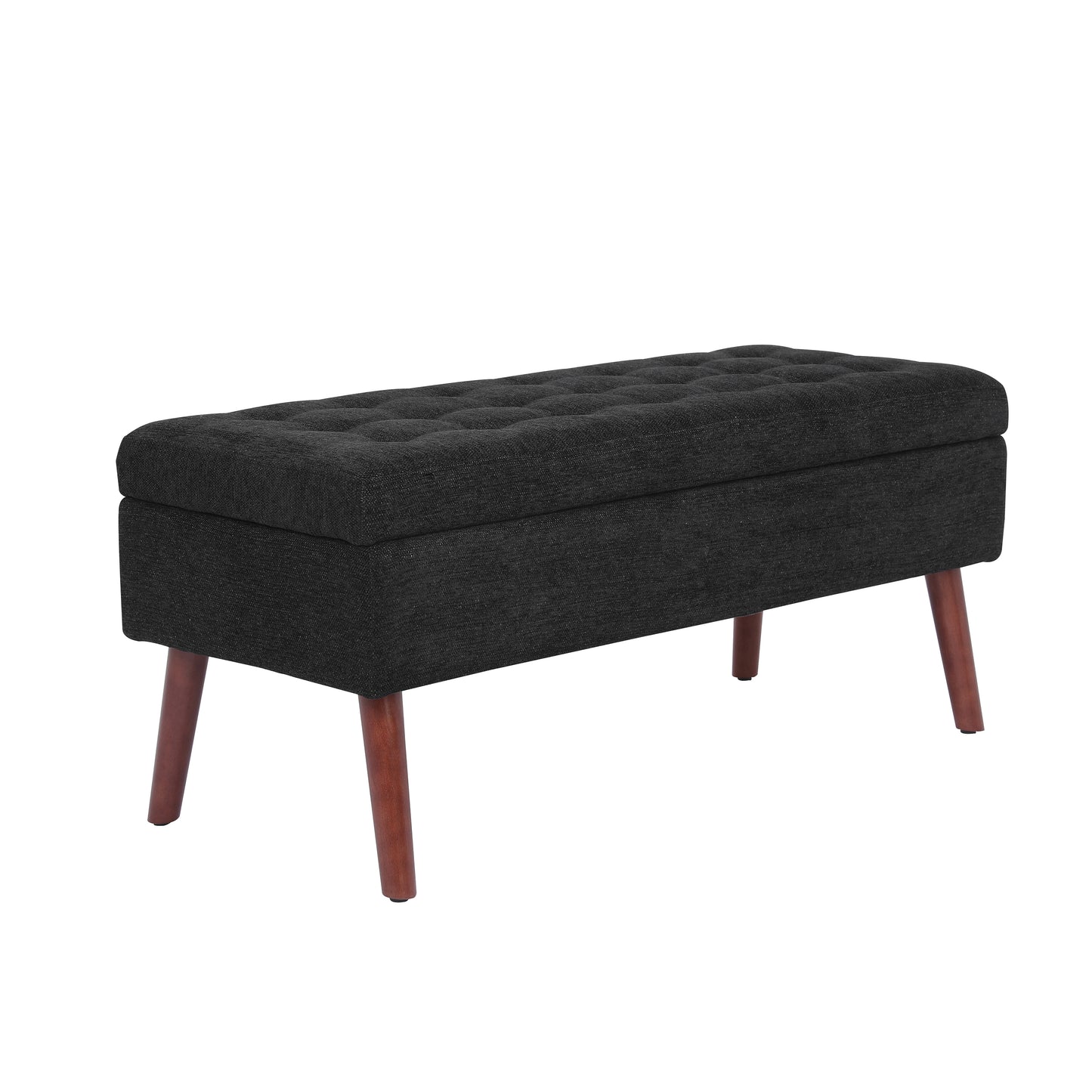 Chic Black Linen Storage Bench