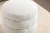 Ivory Velvet Round Ottoman