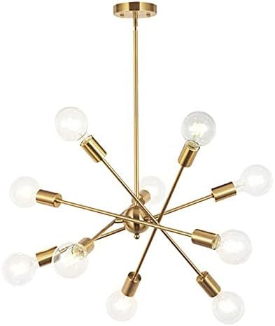 Brushed Brass Sputnik Chandelier with Adjustable Arms