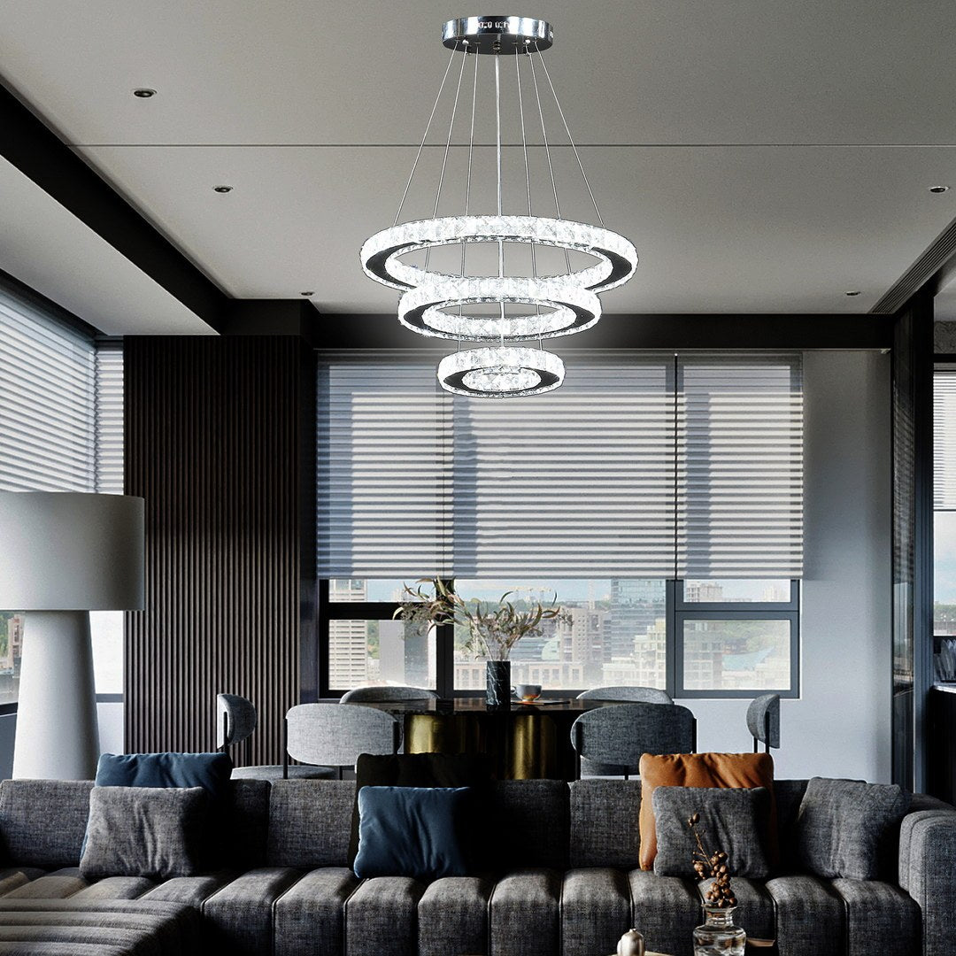 Elevate Crystal LED Chandelier with Remote Control