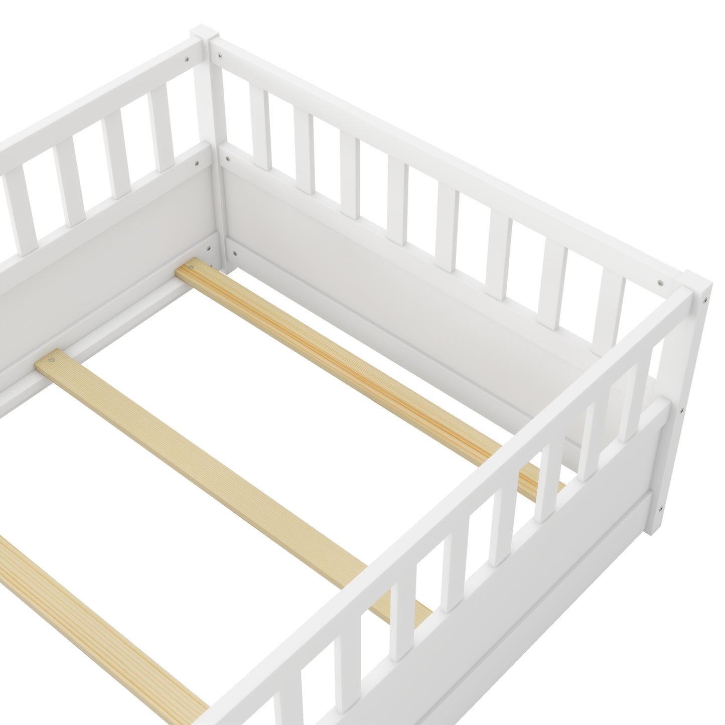 Cozy Montessori Twin Floor Bed with Safe Barrier