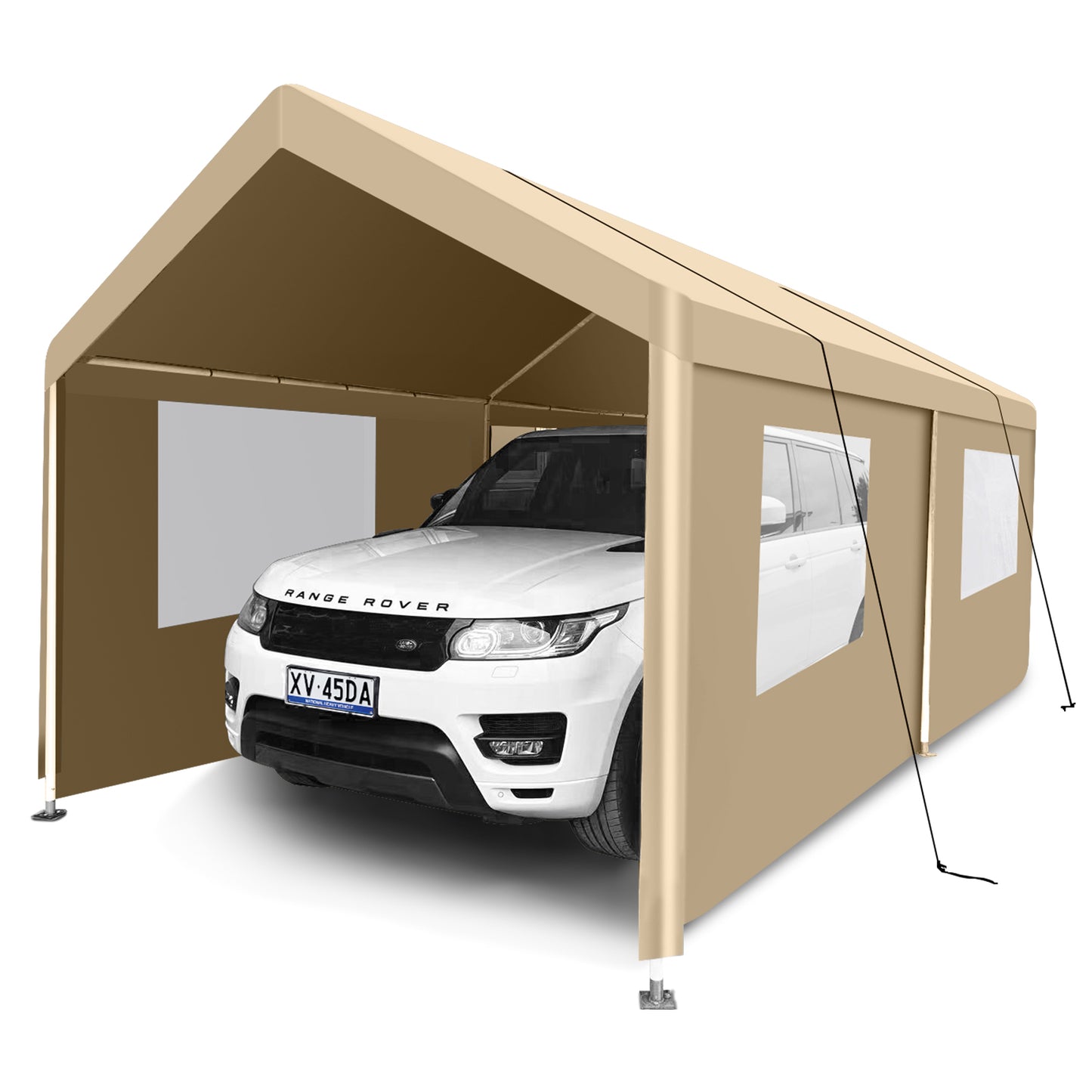 Khaki Heavy-Duty Portable Carport Shelter