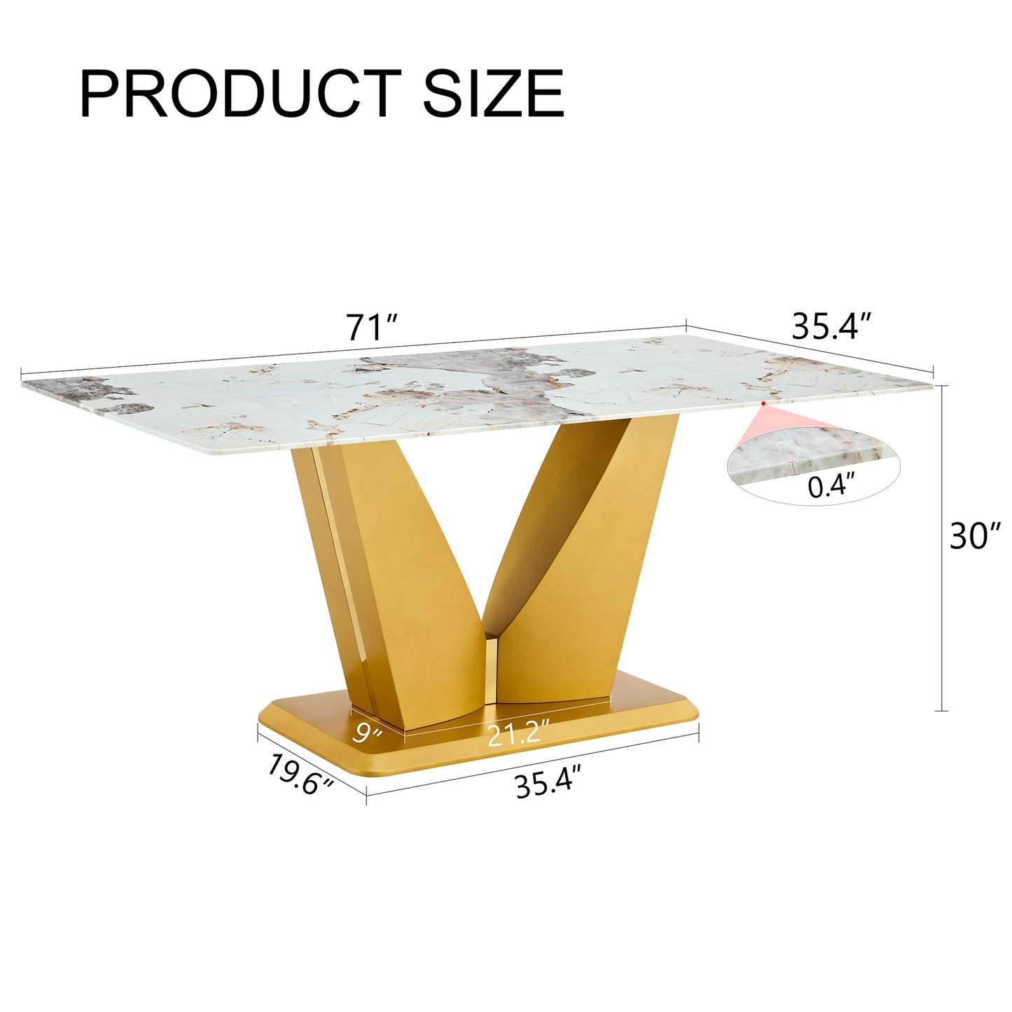 Chic Marble-Style Dining Table with Gold Legs