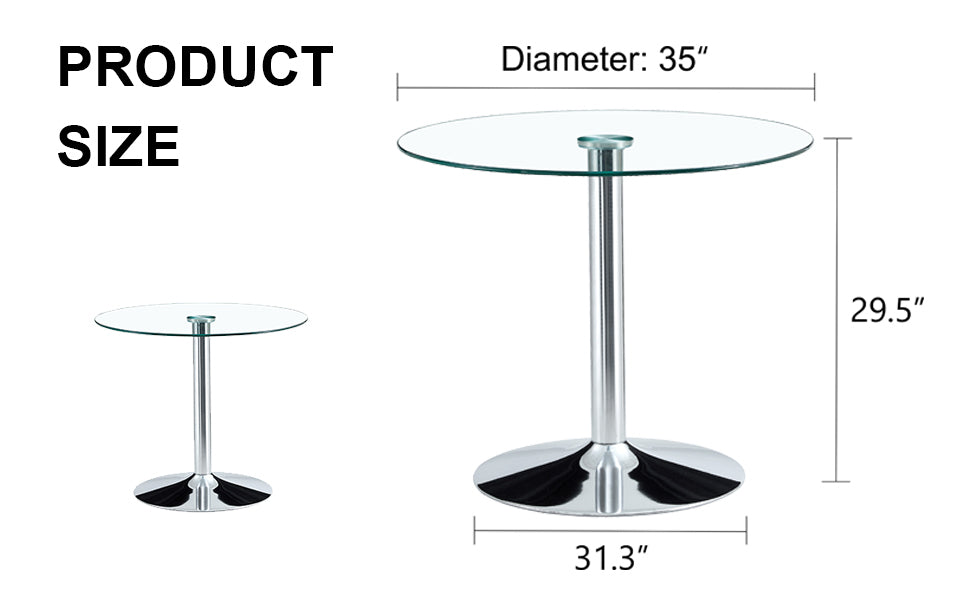 Sleek Silver Round Dining Table