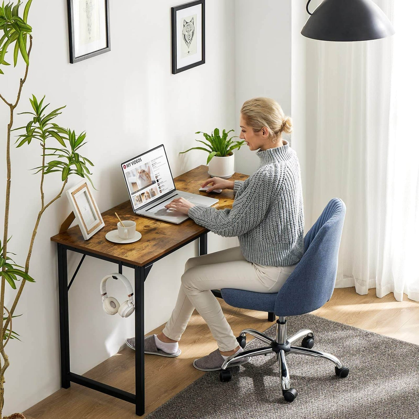 Chic Wooden Office Desk with Storage