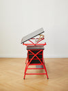 Chic Red Drafting Table Set with Stool