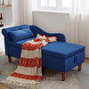 Velvet Navy Lounge Chair with Storage & Pillow