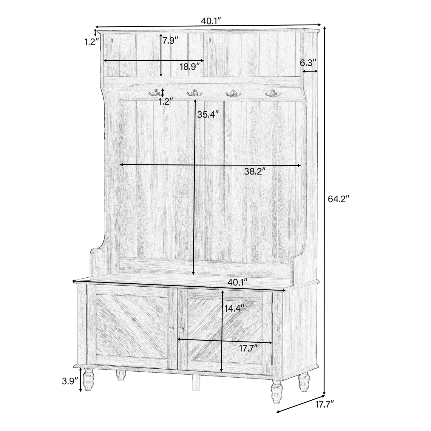 All-in-One Entryway Bench & Coat Rack