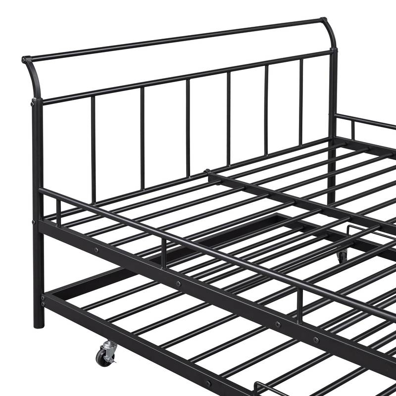 Curvy Black Daybed with Twin Trundle