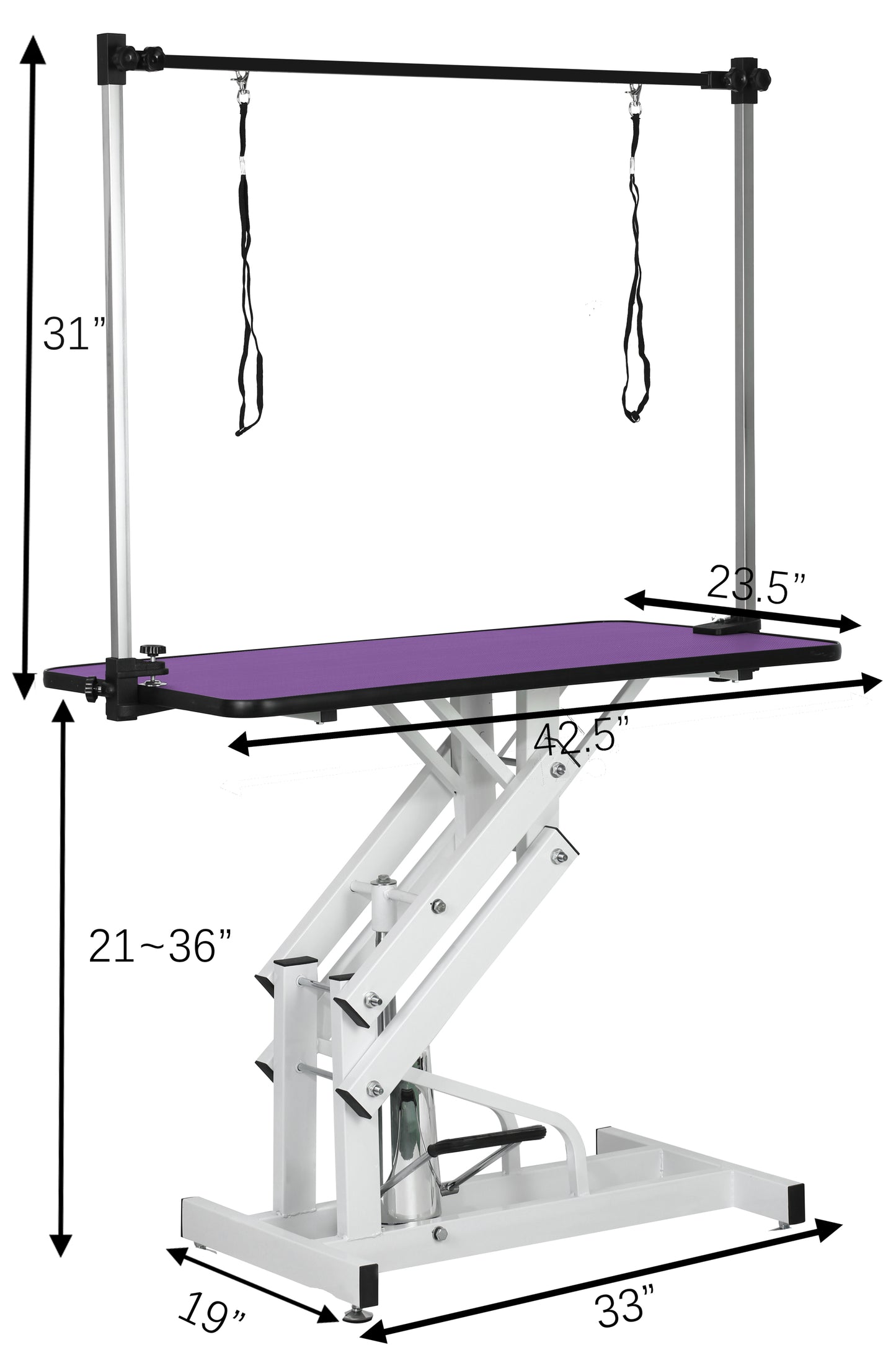 Purple Pet Grooming Table with Hydraulic Lift