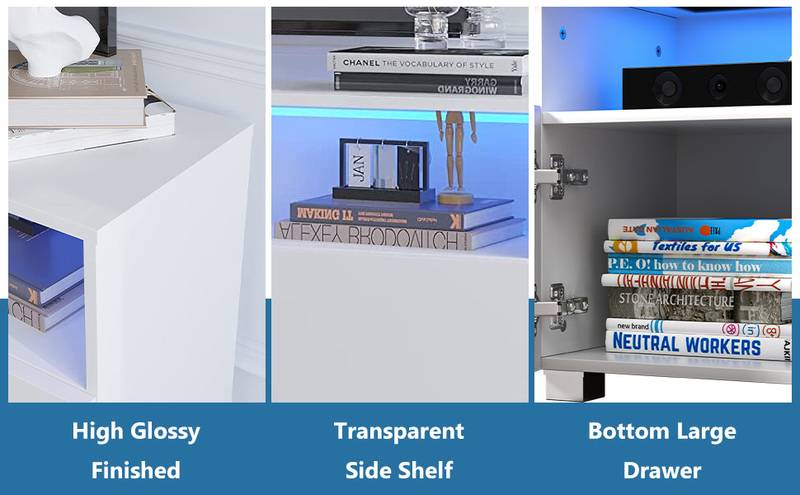 LED Modern TV Stand with Drawer and Media Console