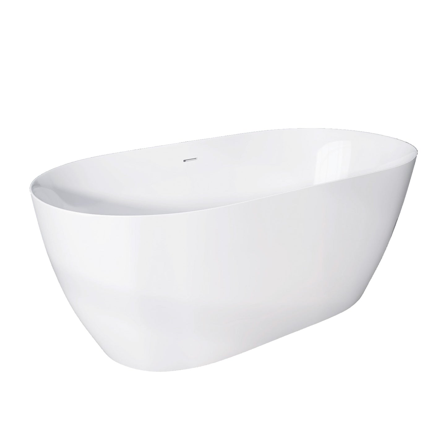 Sleek Modern Oval Soaking Tub with Adjustable Drain