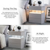 Glow Nightstand with Drawers – Modern LED Bedside Table in White