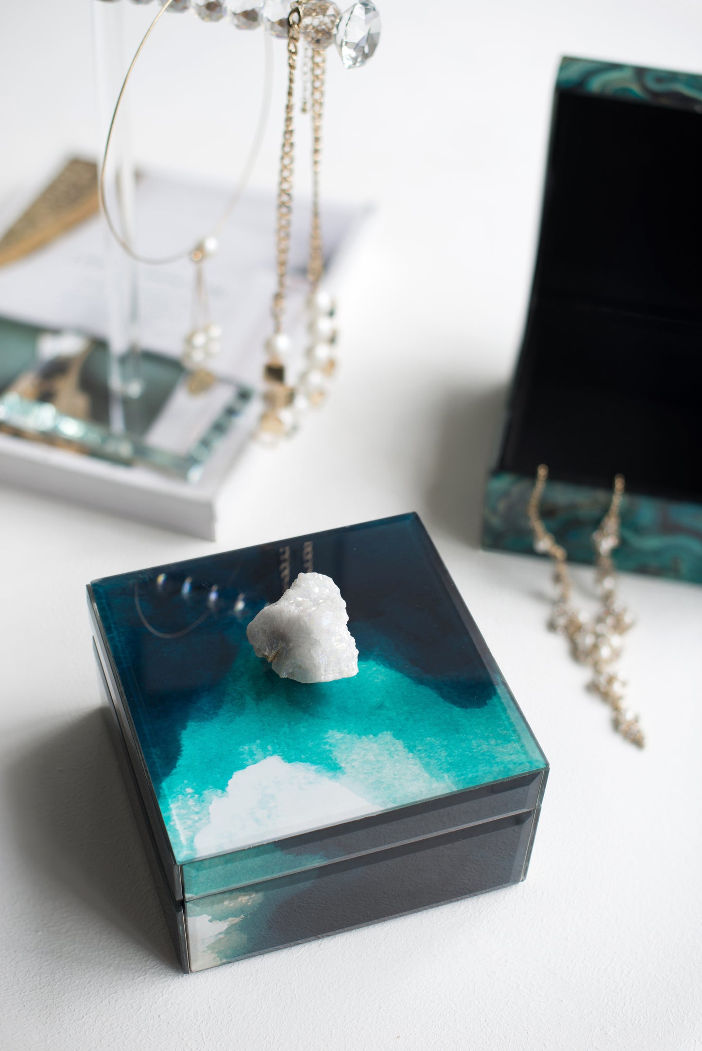 Charming Aqua Stackable Jewelry Box