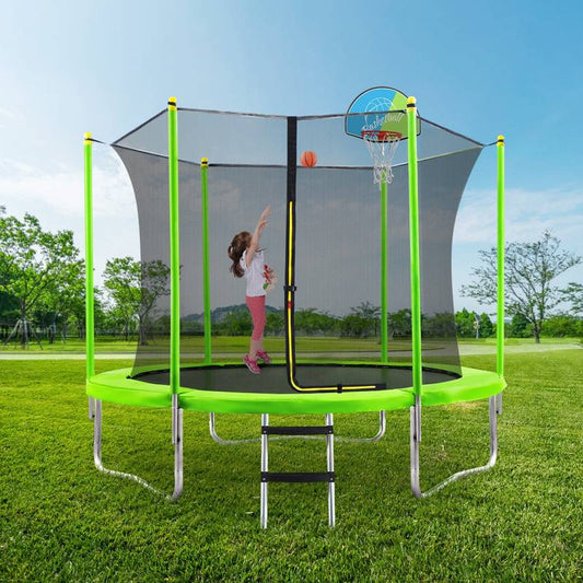 Jump & Play Trampoline with Safety Net, Hoop & Ladder