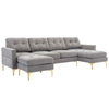 Cozy L-Shaped Sectional Sofa with Movable Ottoman - Light Grey