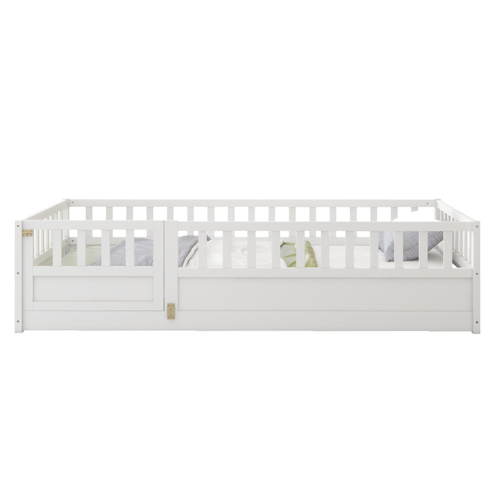 Cozy Montessori Twin Floor Bed with Safe Barrier