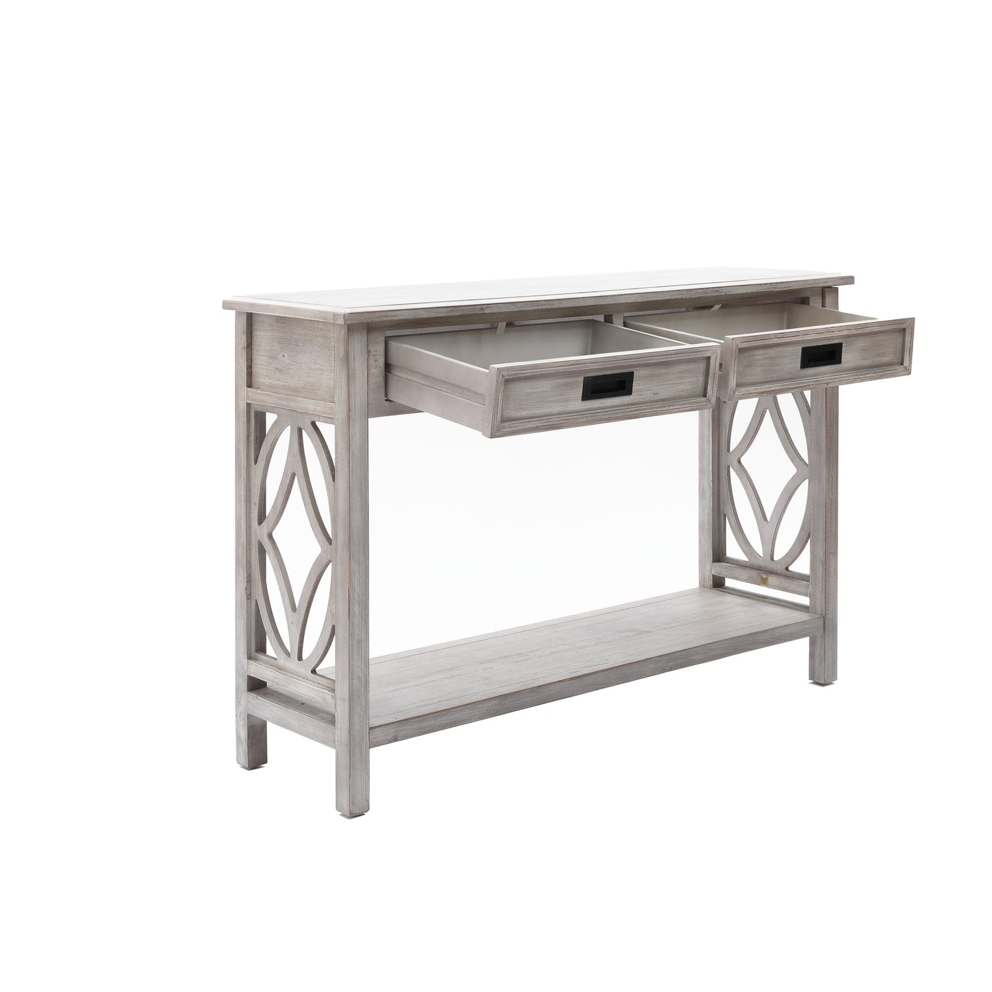 Chic Whitewashed Console Table with Drawers