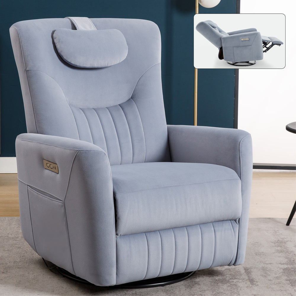 Cozy Power Recliner with Support Pillows and USB Ports