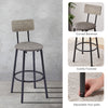 Cozy Grey Round Bar Stool Set with Backrest and Shelf