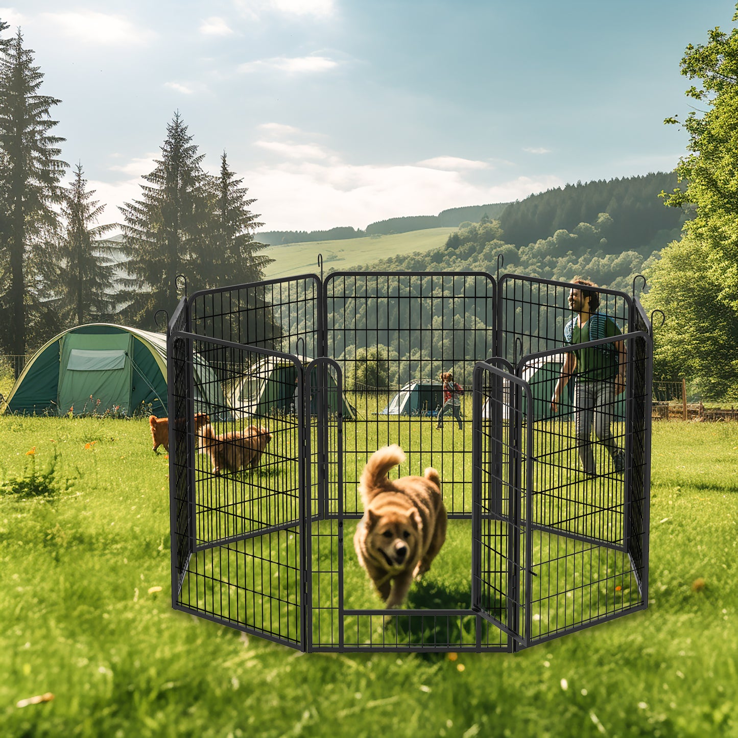 Sturdy Dog Playpen with Gate - Perfect for Indoor & Outdoor Fun!