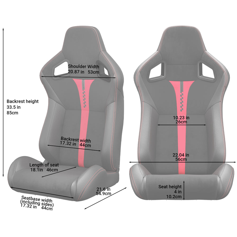 Sporty Red Racing Seats with Reclinable Design