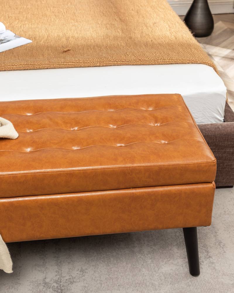 Stylish Leather Storage Bench