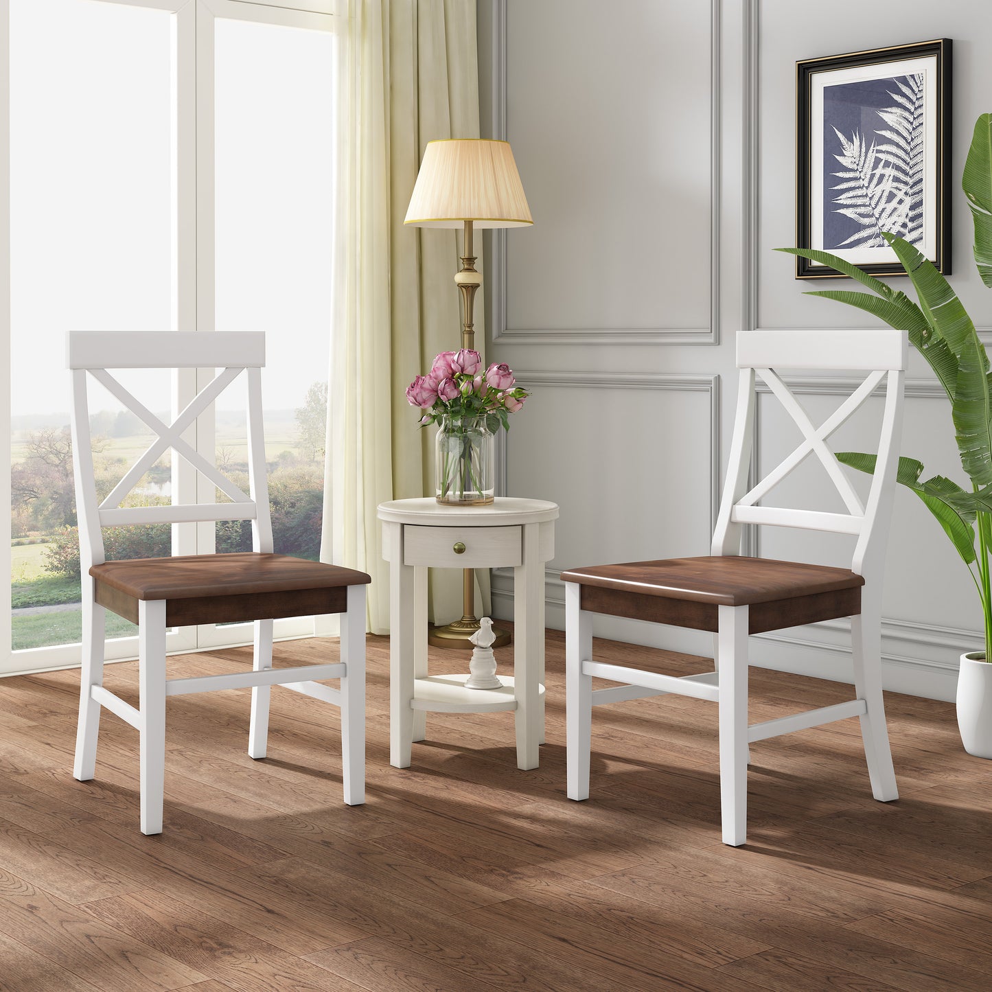 Rustic Acacia Dining Chairs Duo